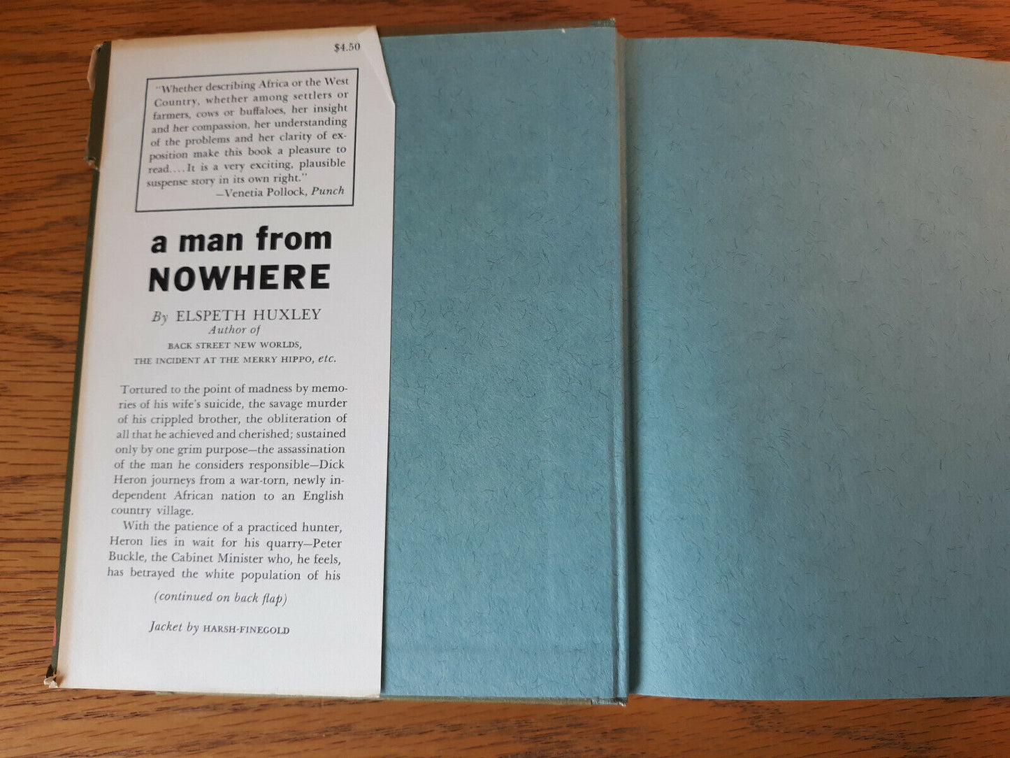A Man From Nowhere Elspeth Huxley 1965 Hardcover Dust Jacket William Morrow