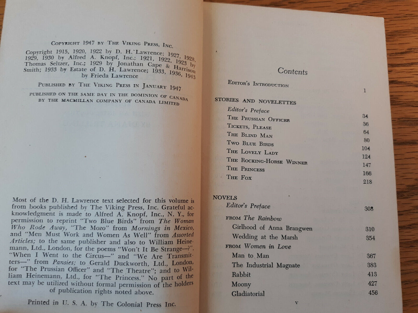 The Portable D H Lawrence 1947 Viking Press Hardcover