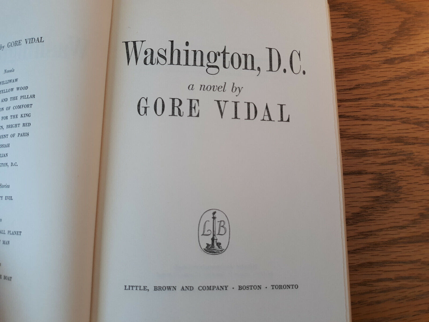 Washington D.C. Gore Vidal 1967 Book Club Edition Hardcover Dust Jacket