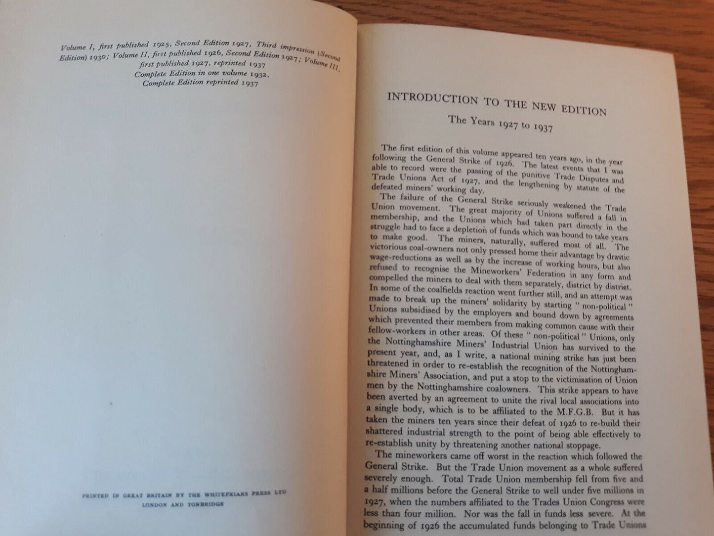 A Short History Of The British Working Class Movement 1789-1937 G D H Cole 1937