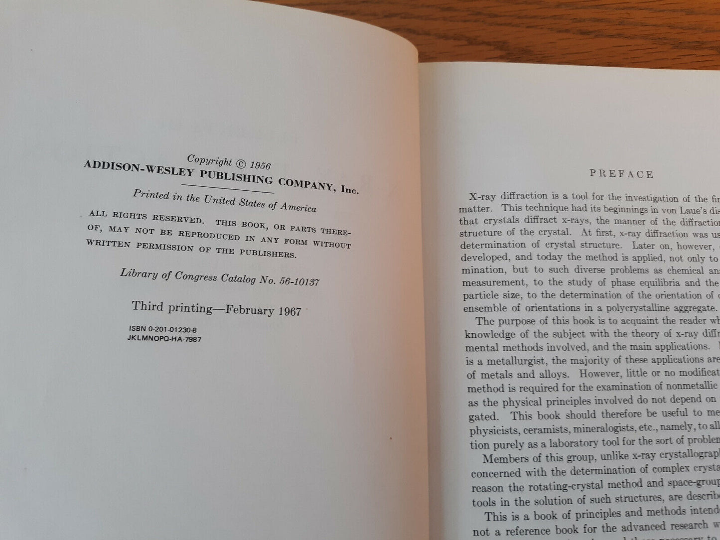 Elements Of X-Ray Diffraction B D Cullity 1967 Hardcover Addison-Wesley