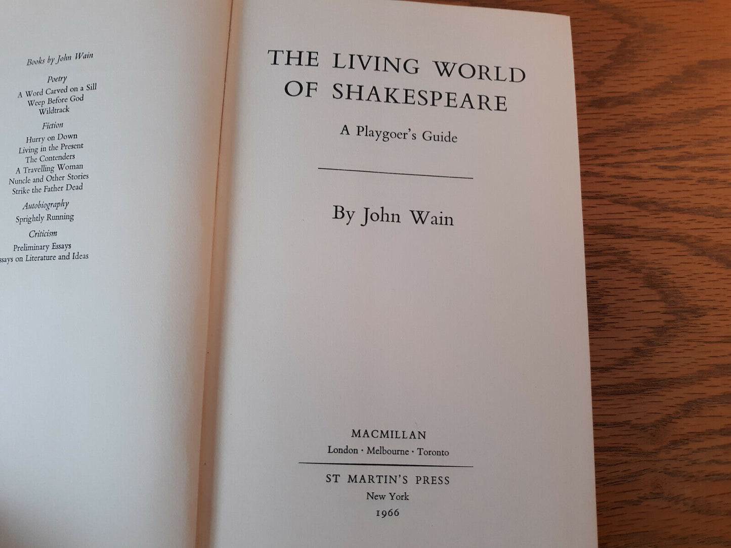 The Living World Of Shakespeare John Wain 1966 Macmillan Hardcover Dust Jacket