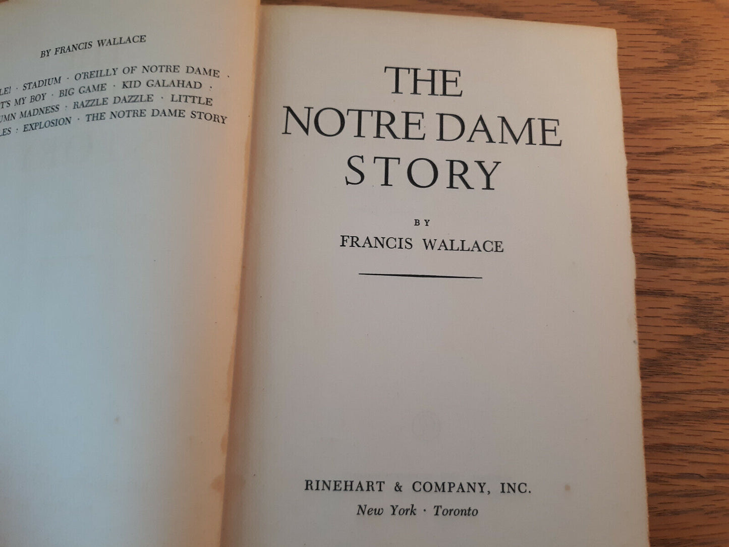 The Notre Dame Story Francis Wallace 1949 Hardcover Rinehart & Company