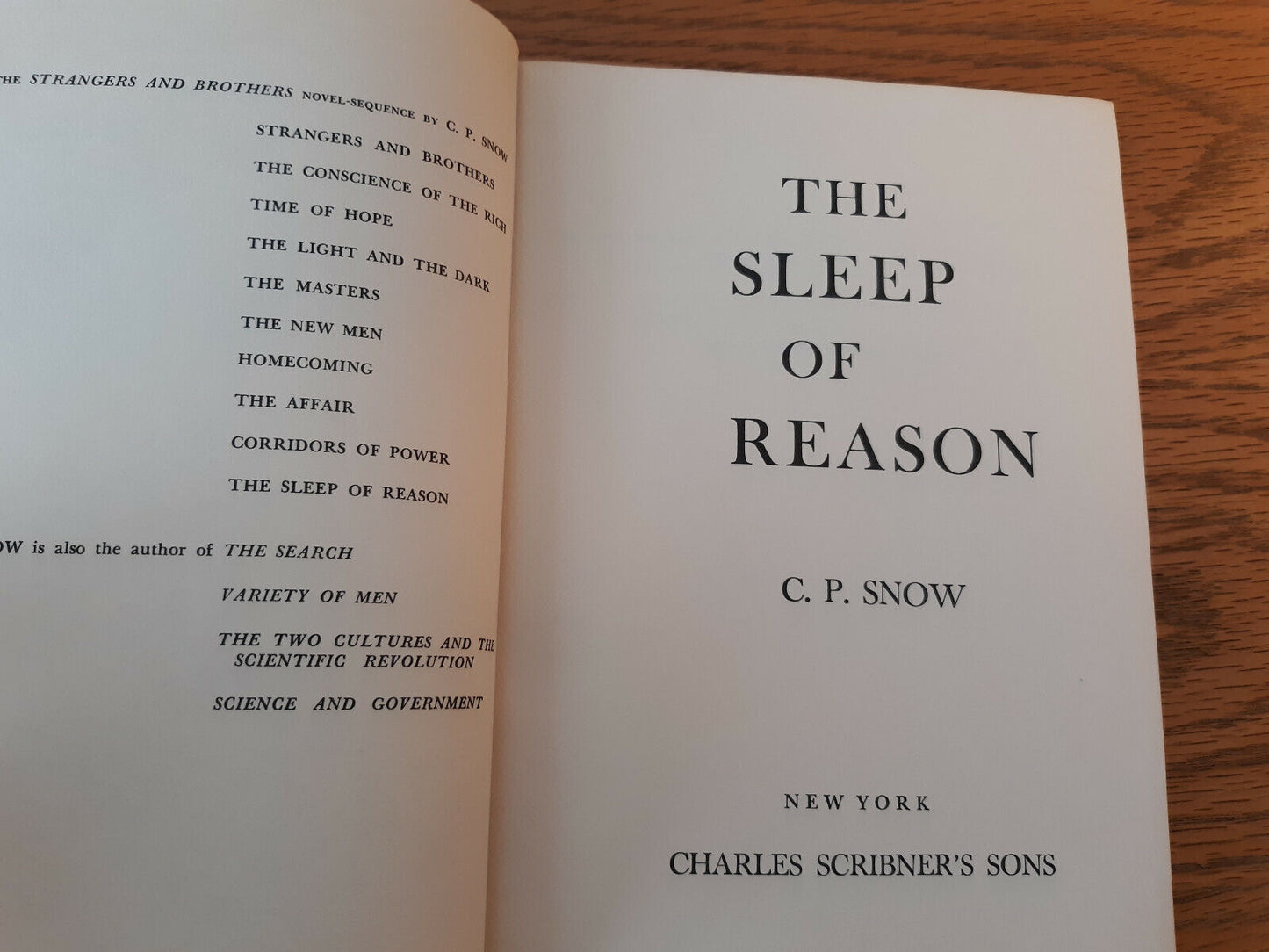 The Sleep Of Reason C P Snow 1968 Hardcover Dust Jacket Charles Scribner's Sons