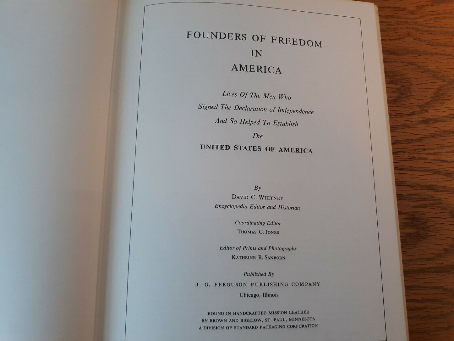 Founders Of Freedom In America David C Whitney 1964 Leather Bound J G Ferguson