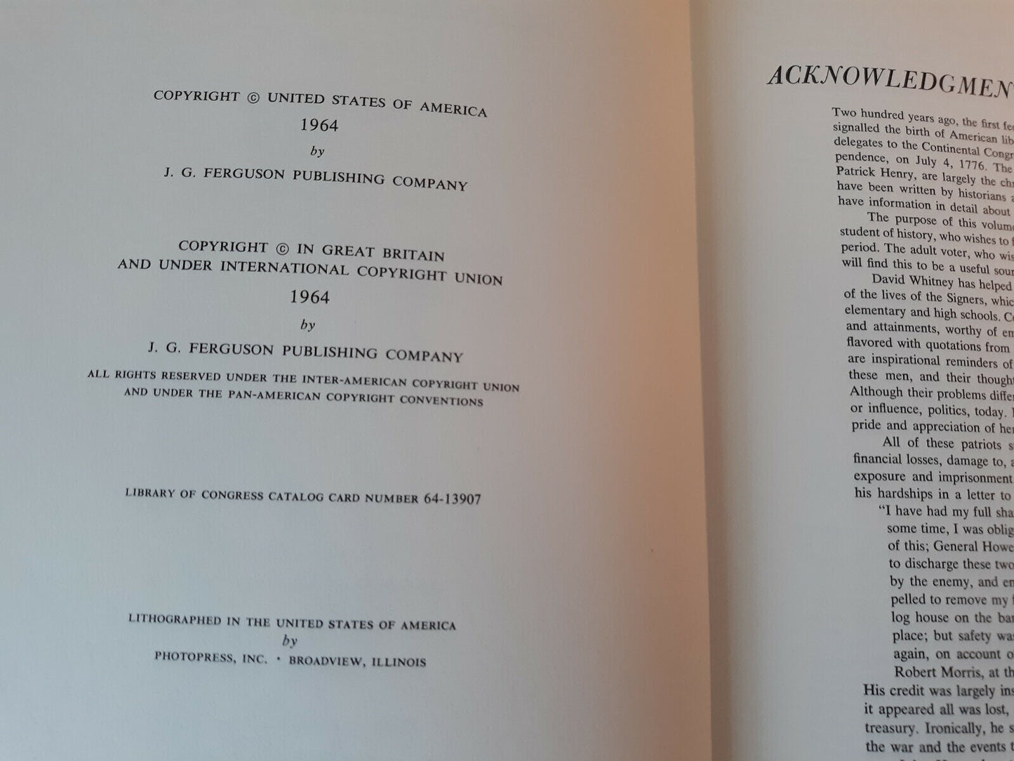 Founders Of Freedom In America David C Whitney 1964 Leather Bound J G Ferguson