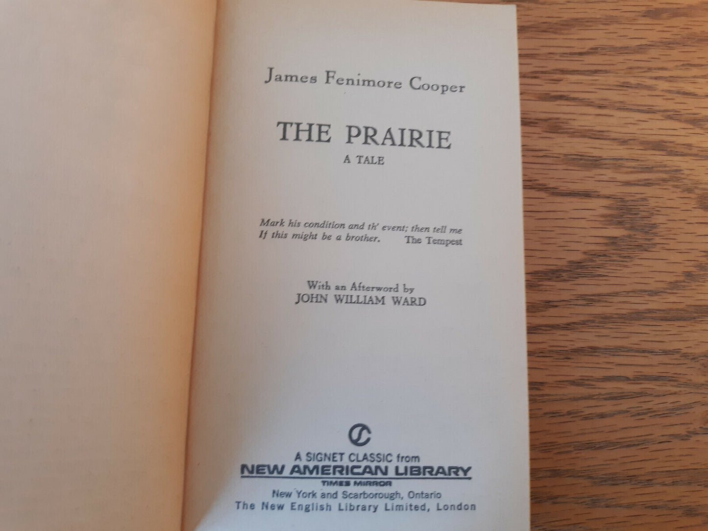 The Prairie James Fenimore Cooper 1964 Signet Classic Paperback New American Lib