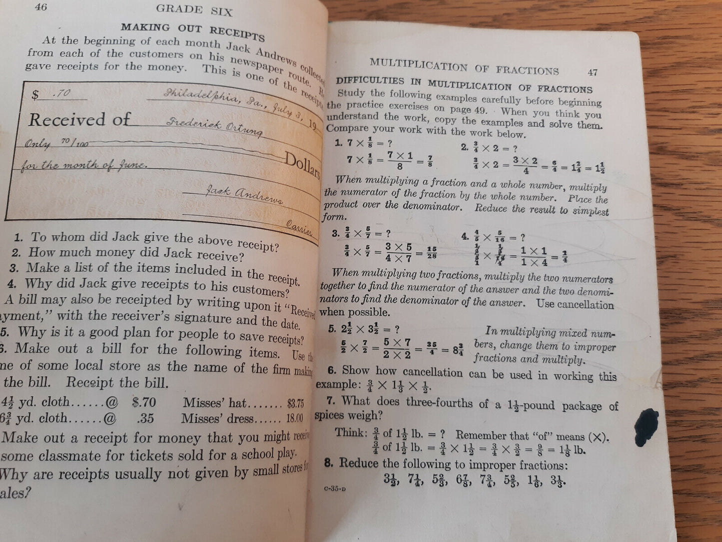 The New Curriculum Arithmetics Grade Six Leo J Brueckner 1935 Hardcover