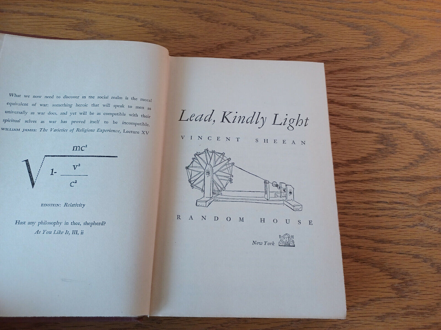 Lead Kindly Light Vincent Sheean 1949 Random House Hardcover