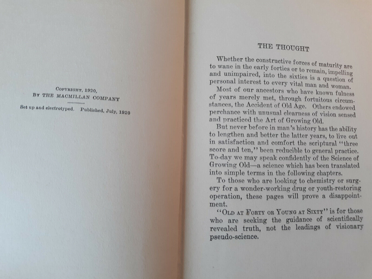 Old At Forty Or Young At Sixty Robert S Carroll 1920 Hardcover Macmillan