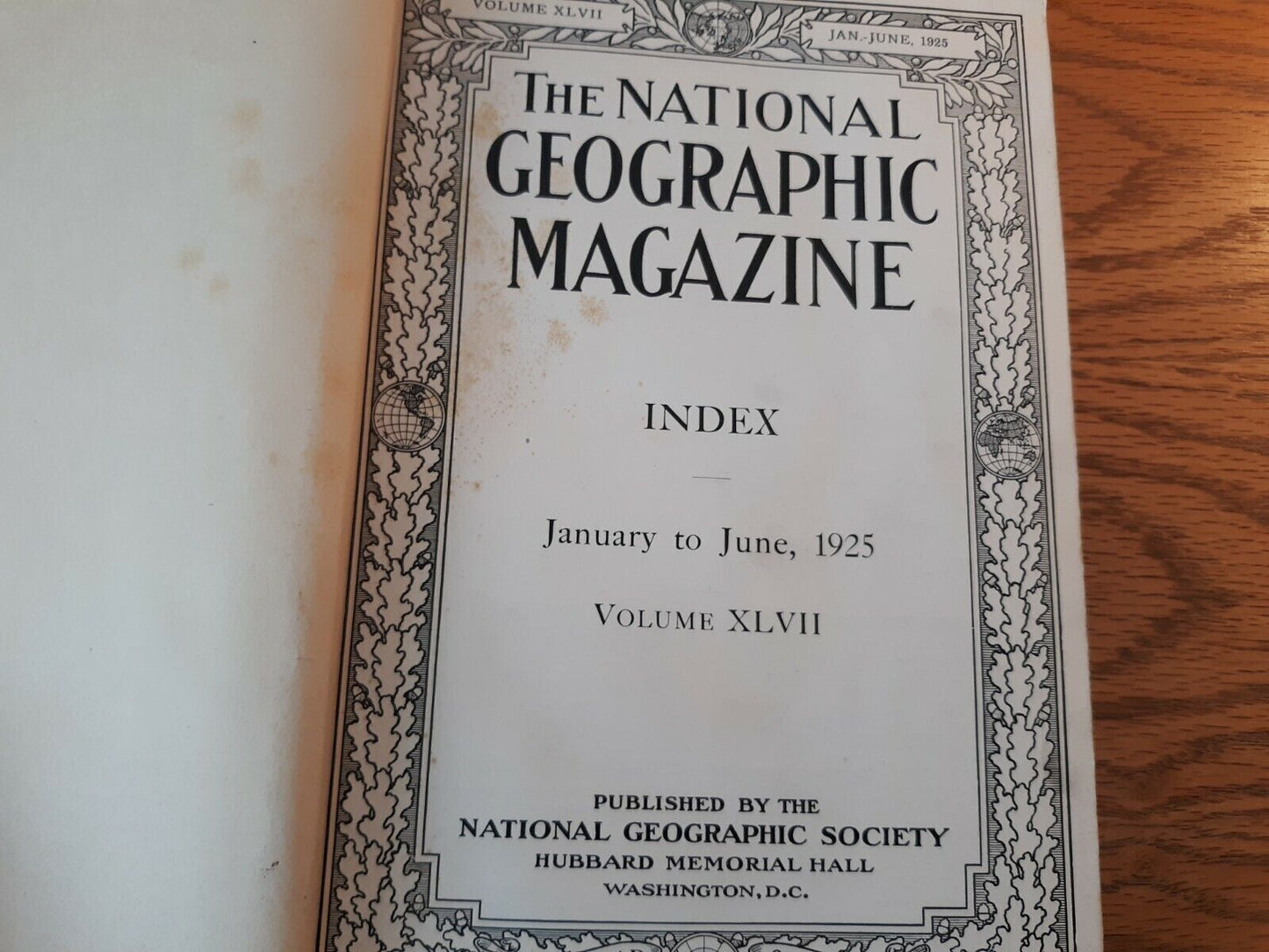 The National Geographic Magazine Index January To June 1925 Hardcover