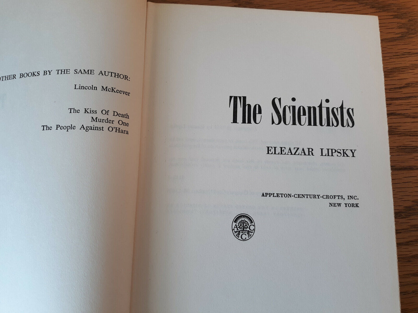 The Scientists Eleazar Lipsky 1959 Hardcover Appleton-Century-Crofts