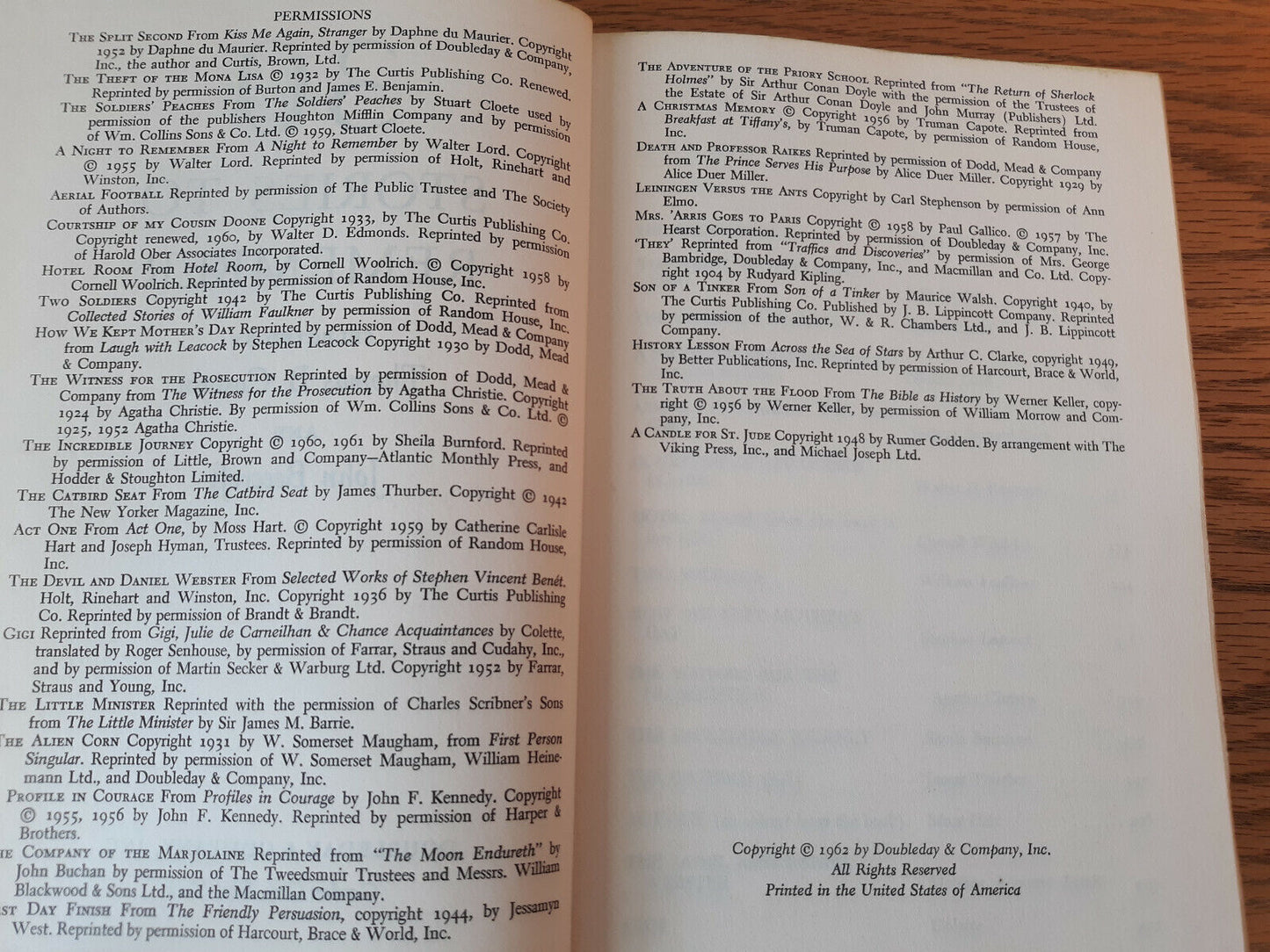 30 Stories To Remember Thomas B Costain 1962 Doubleday Hardcover