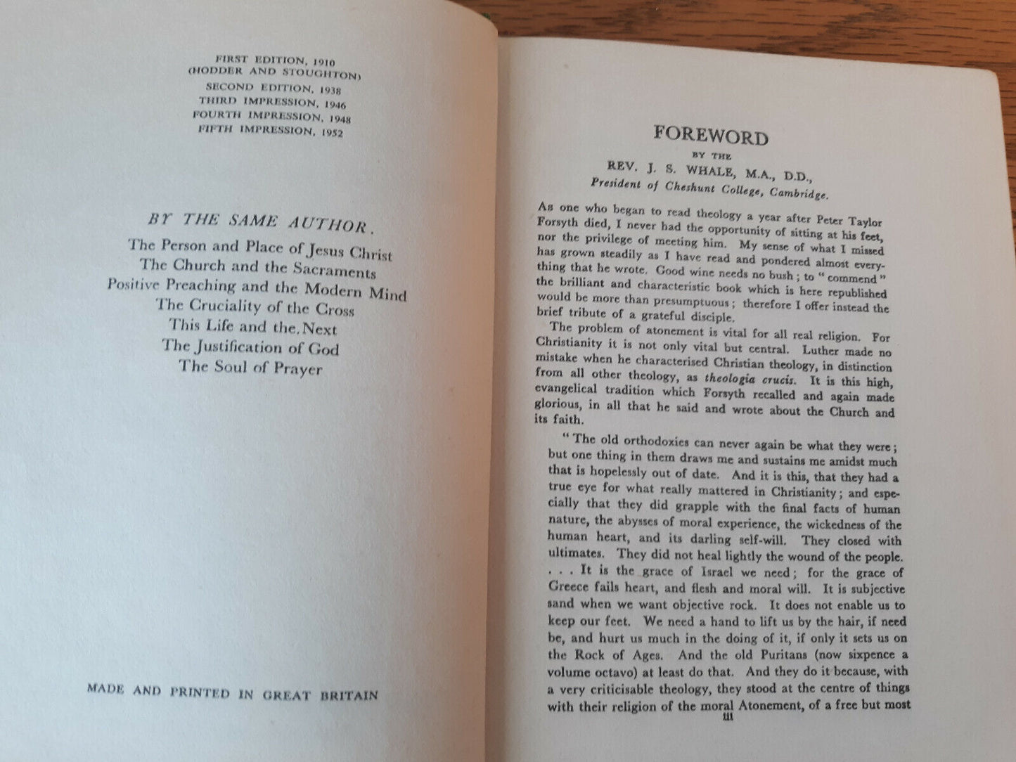 The Works Of Christ Peter Taylor Forsyth 1952 Hardcover Independent Press