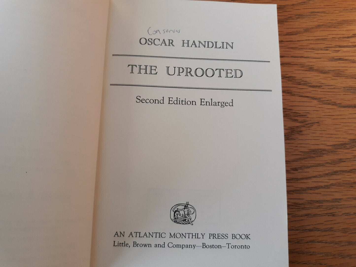 The Uprooted Oscar Handlin 1973 Little, Brown Paperback