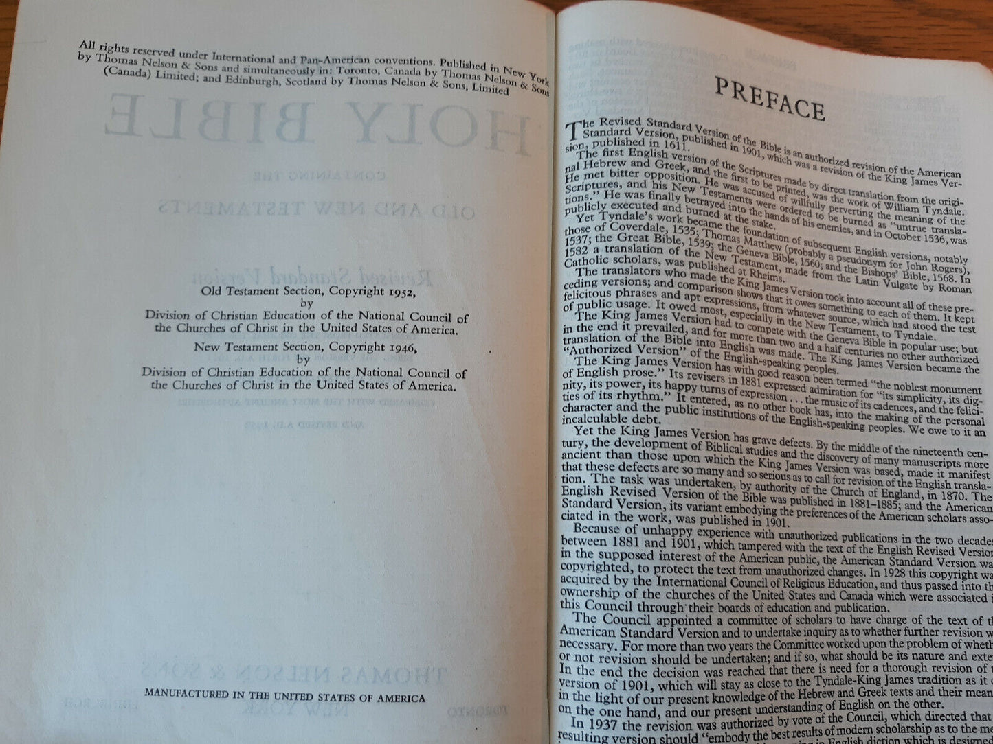 The Holy Bible RSV 1952 Thomas Nelson & Sons Revised Standard Version