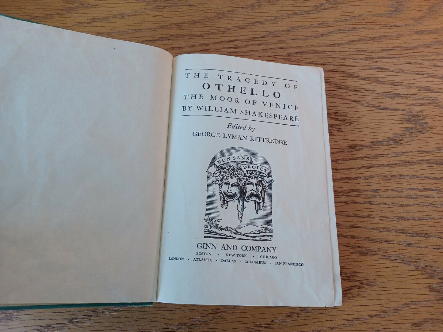 The Tragedy Of Othello William Shakespeare 1941 Hardcover Ginn And Company