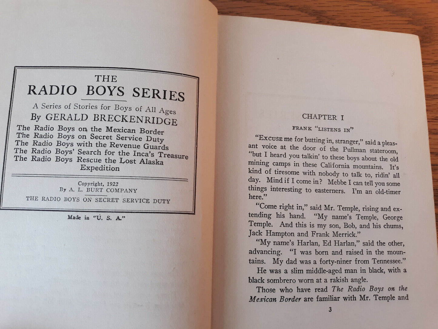 The Radio Boys On Secret Service Duty Gerald Breckenridge 1922 A.L. Burt Hardcov