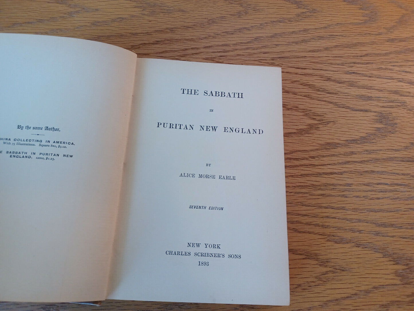 The Sabbath In Puritan New England Alice Morse Earle 1893 Hardcover Charles Scri