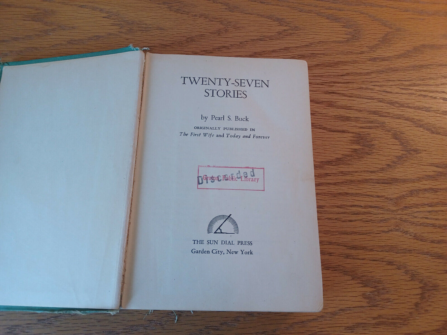 Twenty Seven Stories Pearl S Buck 1943 Hardcover Sun Dial Press