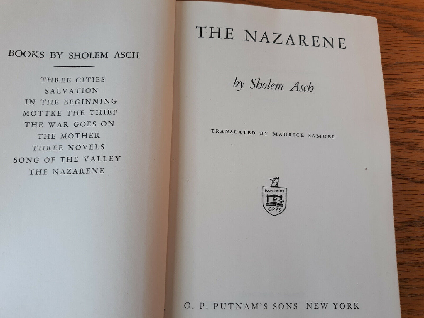 The Nazarene Sholem Asch 1939 Hardcover G. P. Putnam's Sons