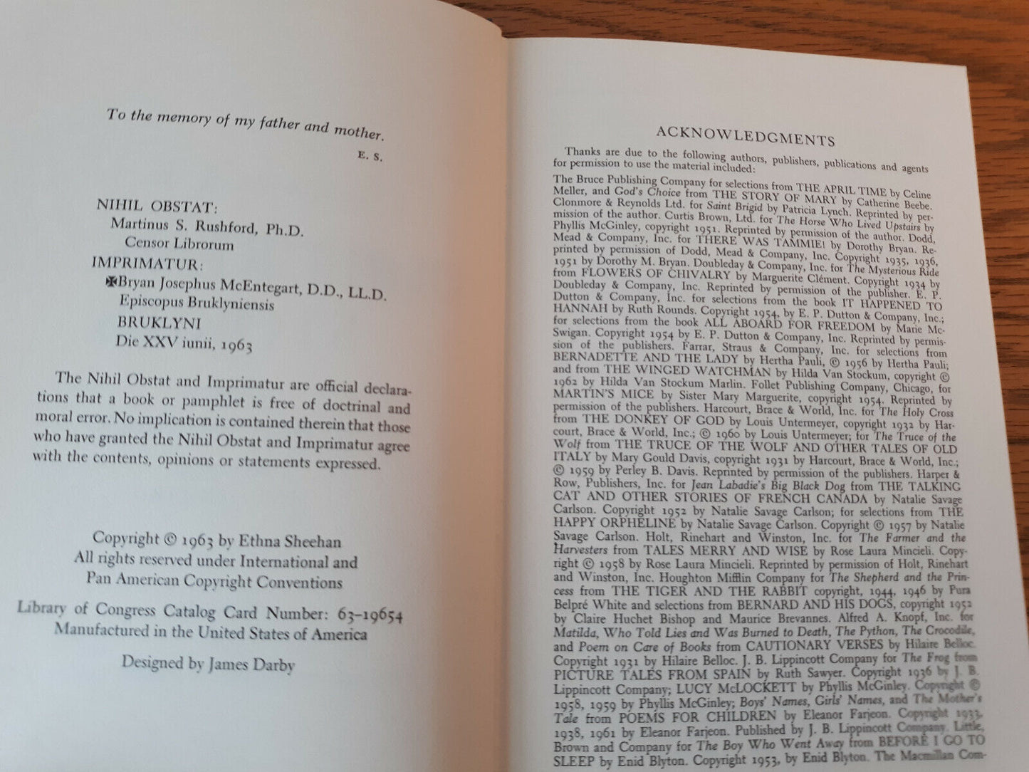 A Treasury Of Catholic Children's Stories 1963 Ethna Sheehan Hardcover M Evans