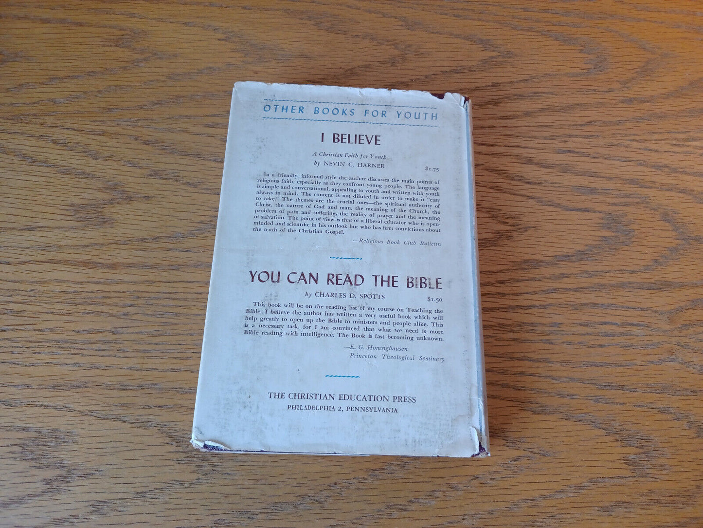 About Myself Nevin C Harner 1950 Hardcover Dust Jacket Christian Education Press