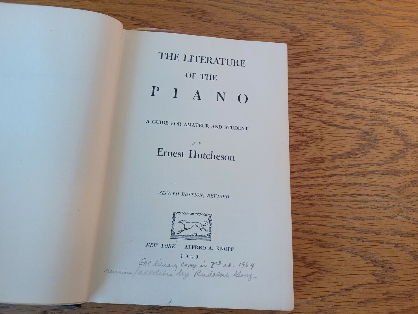 The Literature Of The Piano Ernest Hutcheson 1949 Hardcover Alfred A Knopf