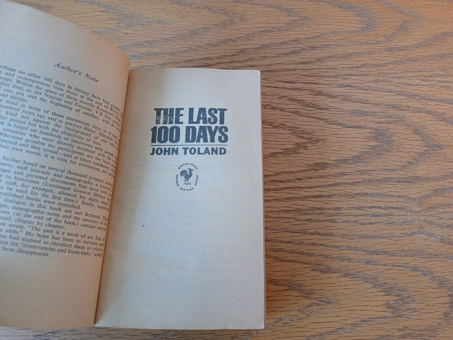 The Last 100 Days John Toland 1967 Bantam Books Paperback