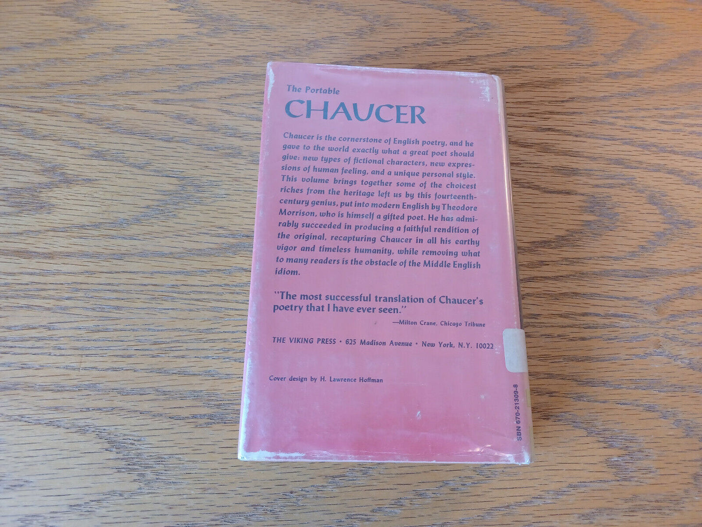 The Portable Chaucer 1968 Theodore Morrison Hardcover Dust Jacket Viking Press