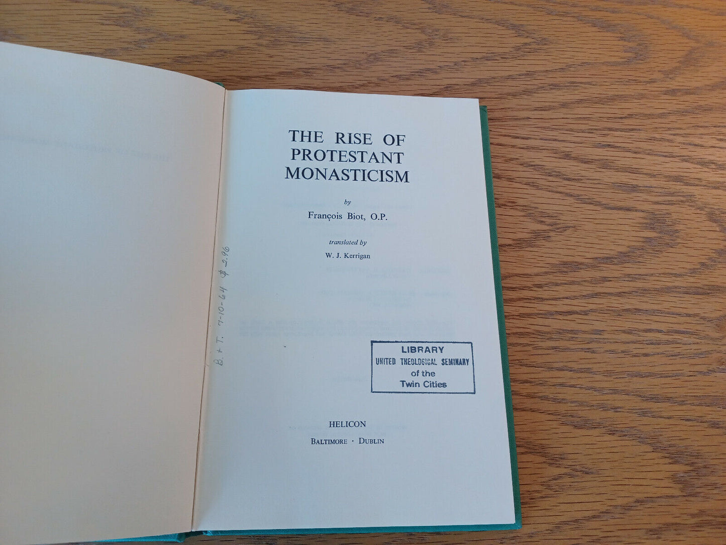 The Rise Of Protestant Monasticism Francois Biot 1963 1st Ed Hardcover Helicon