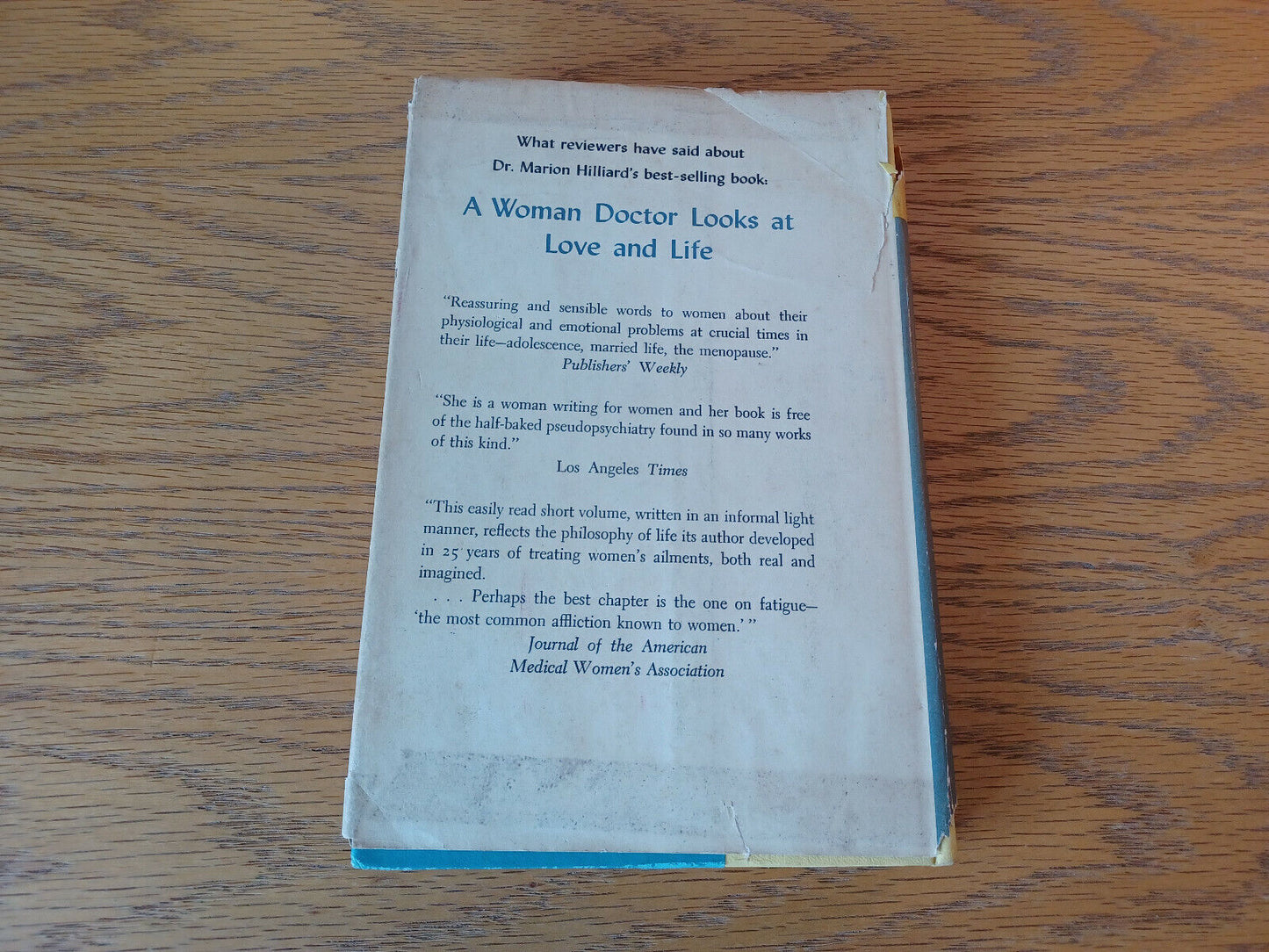 Women And Fatigue Dr Marion Hilliard 1960 Book Club Edition Hardcover Dust Jacke