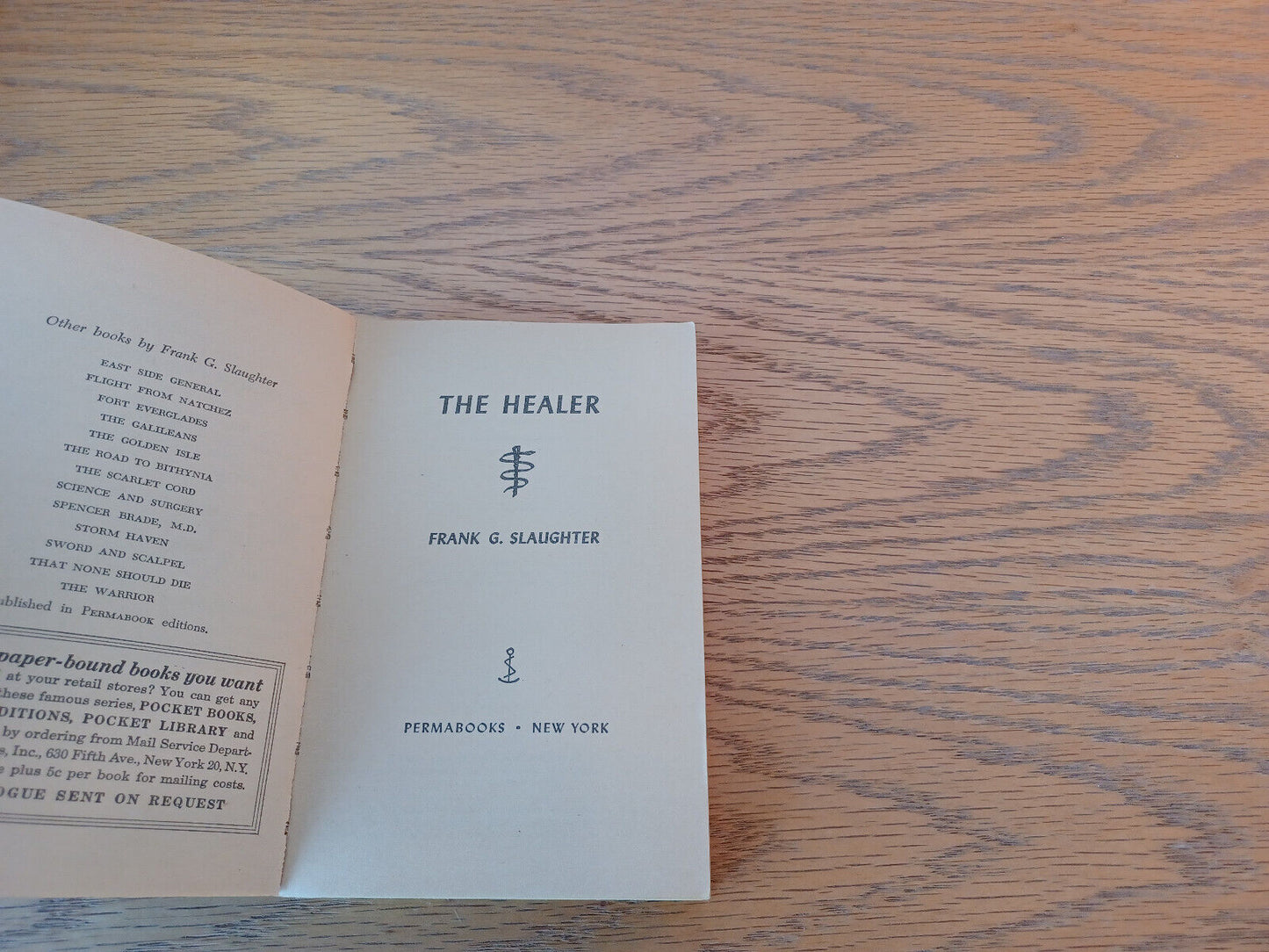 The Healer Frank G Slaughter 1958 Permabooks Paperback