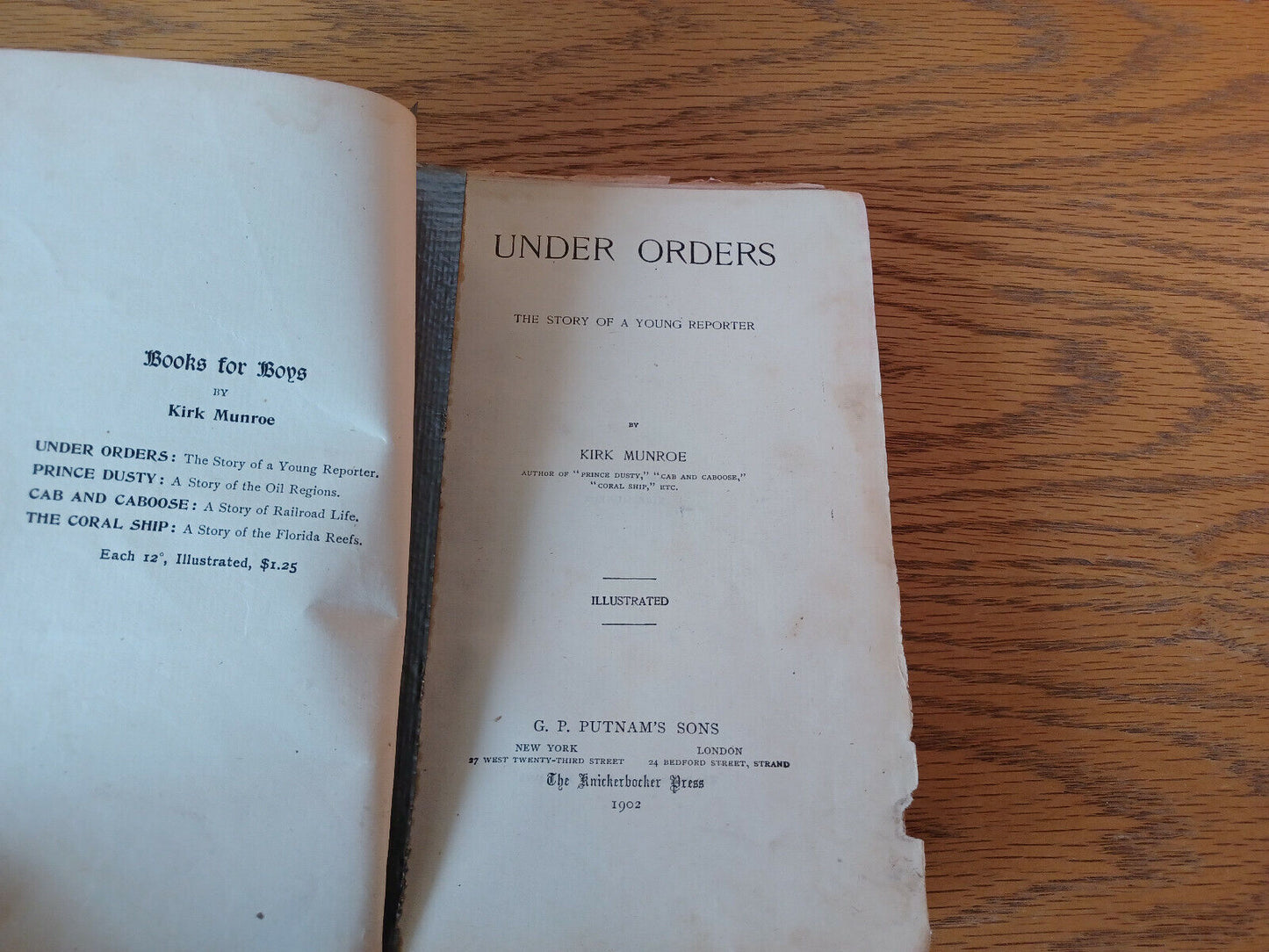 Under Orders The Story Of A Young Reporter Kirk Munroe 1902 Hardcover G. P. Putn