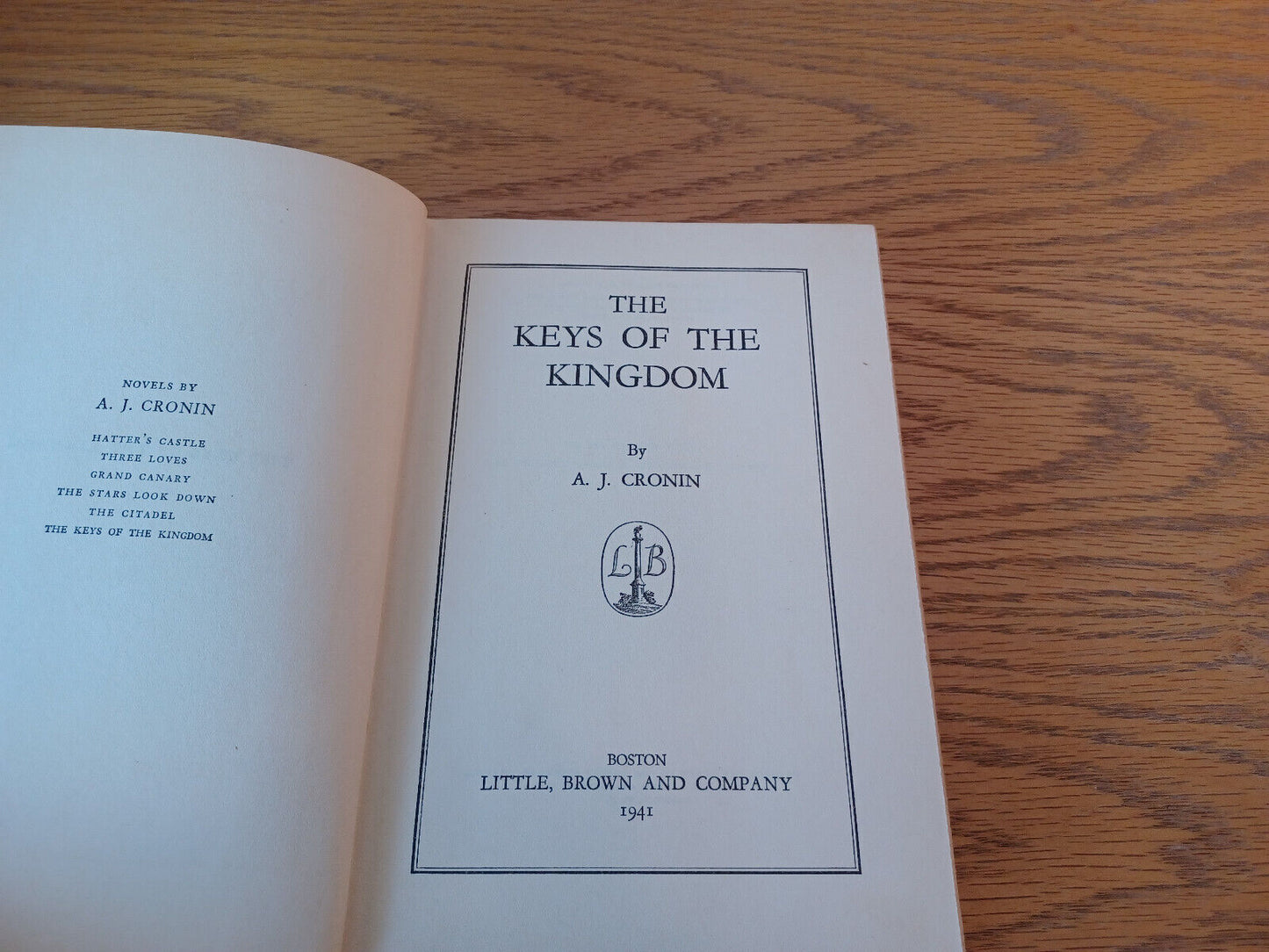 The Keys Of The Kingdom A J Cronin 1941 Hardcover Little Brown