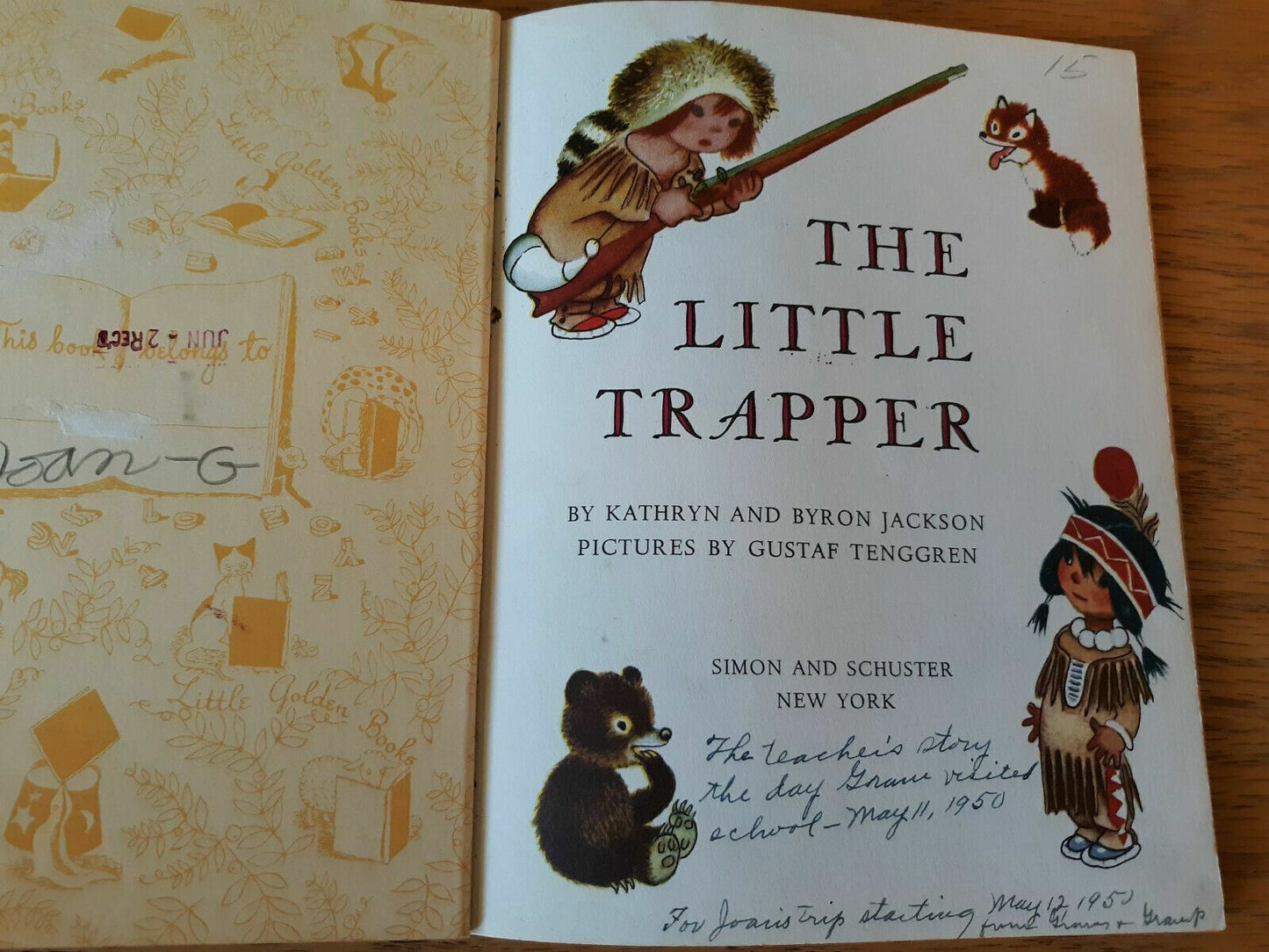 THE LITTLE TRAPPER, A Little Golden Book, Letter "A", Vintage 1950