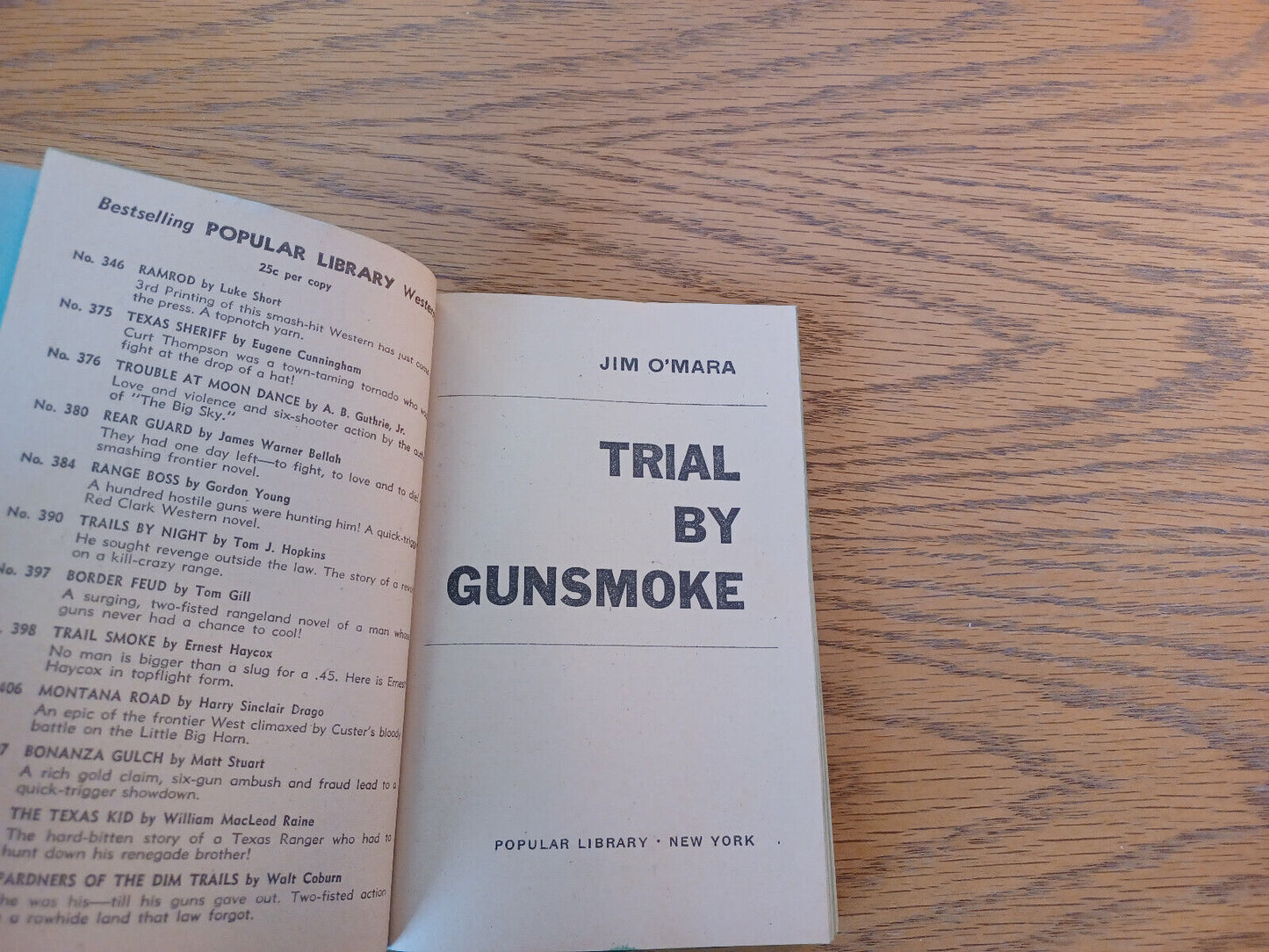 Trial By Gunsmoke Jim O'Mara 1952 Paperback Popular Library