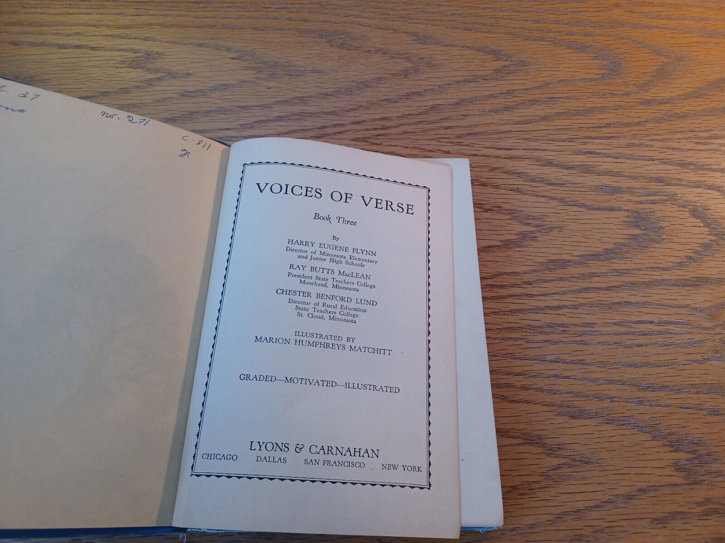 Voices Of Verse Book Three Harry Eugene Flynn 1934 Hardcover Lyons & Carnahan