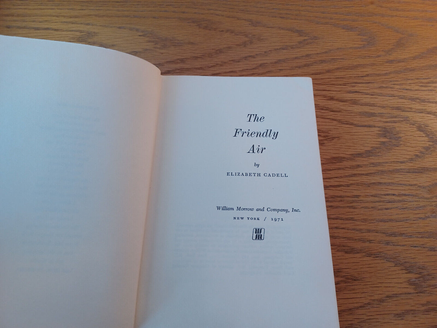 The Friendly Air Elizabeth Cadell 1971 Hardcover Dust Jacket William Morrow