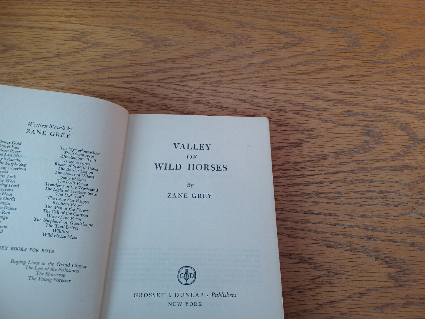 Valley Of Wild Horses Zane Grey 1927 Hardcover Grosset & Dunlap