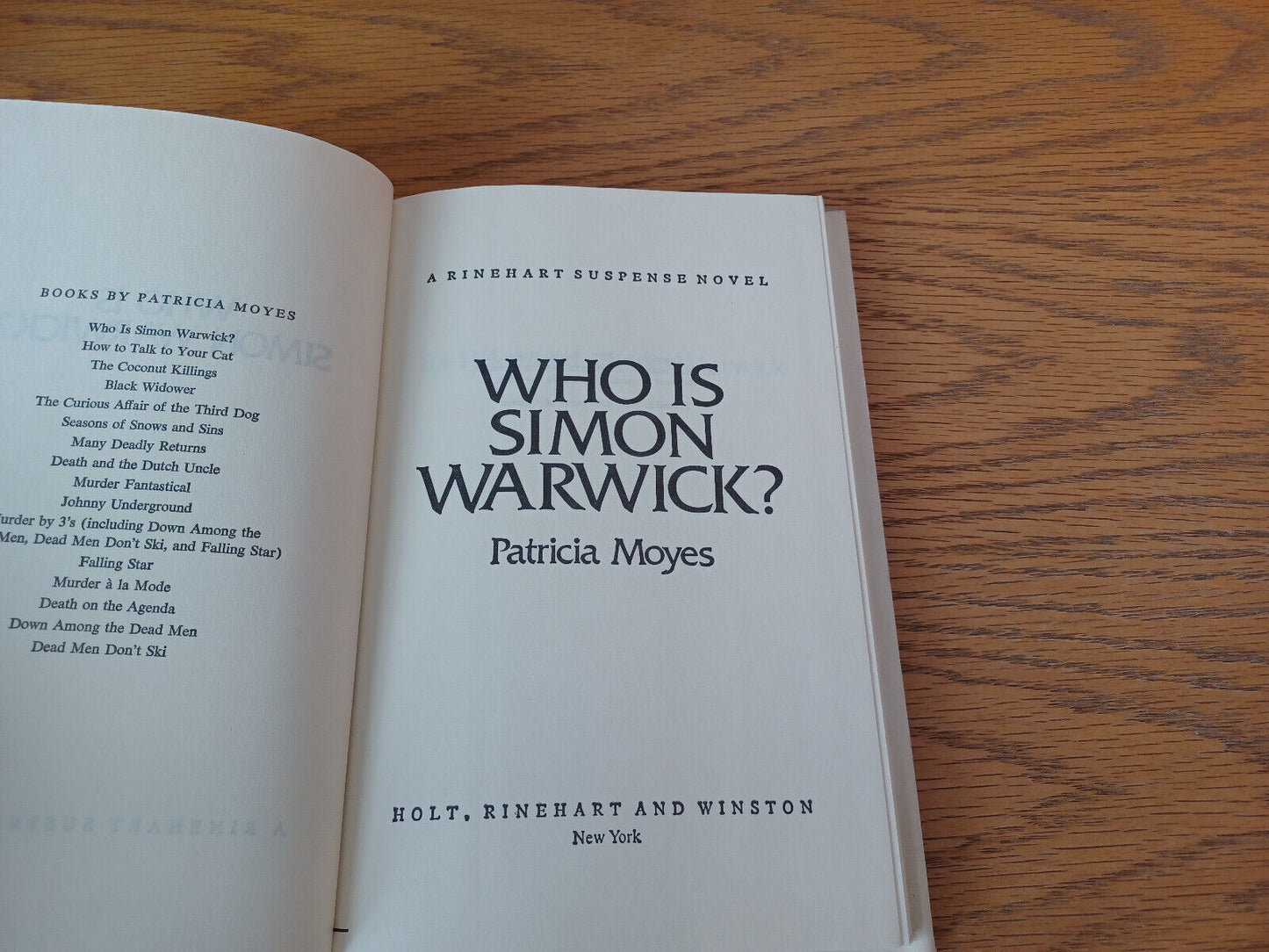 Who Is Simon Warwick Patricia Moyes 1979 Book Club Edition Holt Rinehart And Win