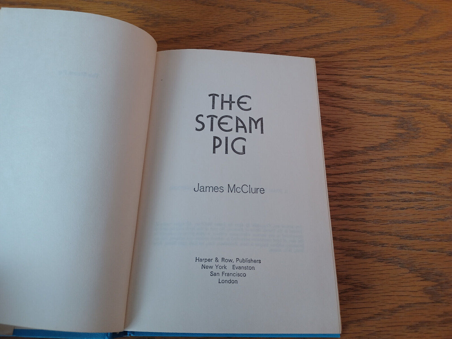 The Steam Pig James Mcclure 1971 Book Club Edition Harper & Row Hardcover Dust J