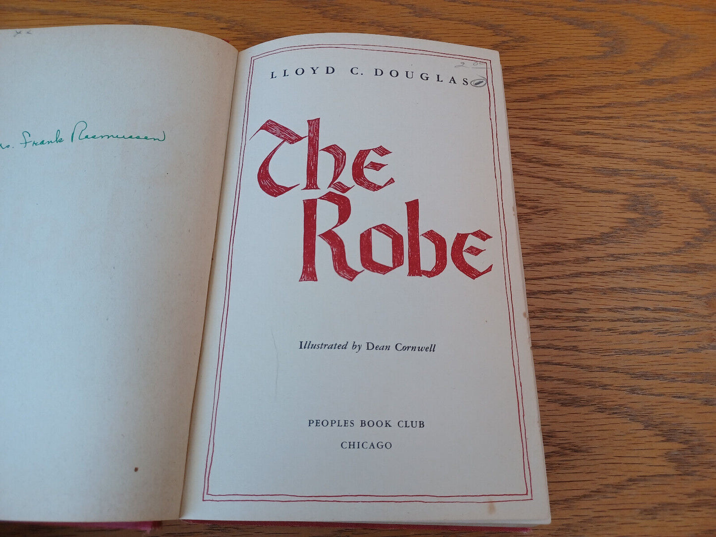 The Robe Lloyd C Douglas 1947 Peoples Book Club Hardcover