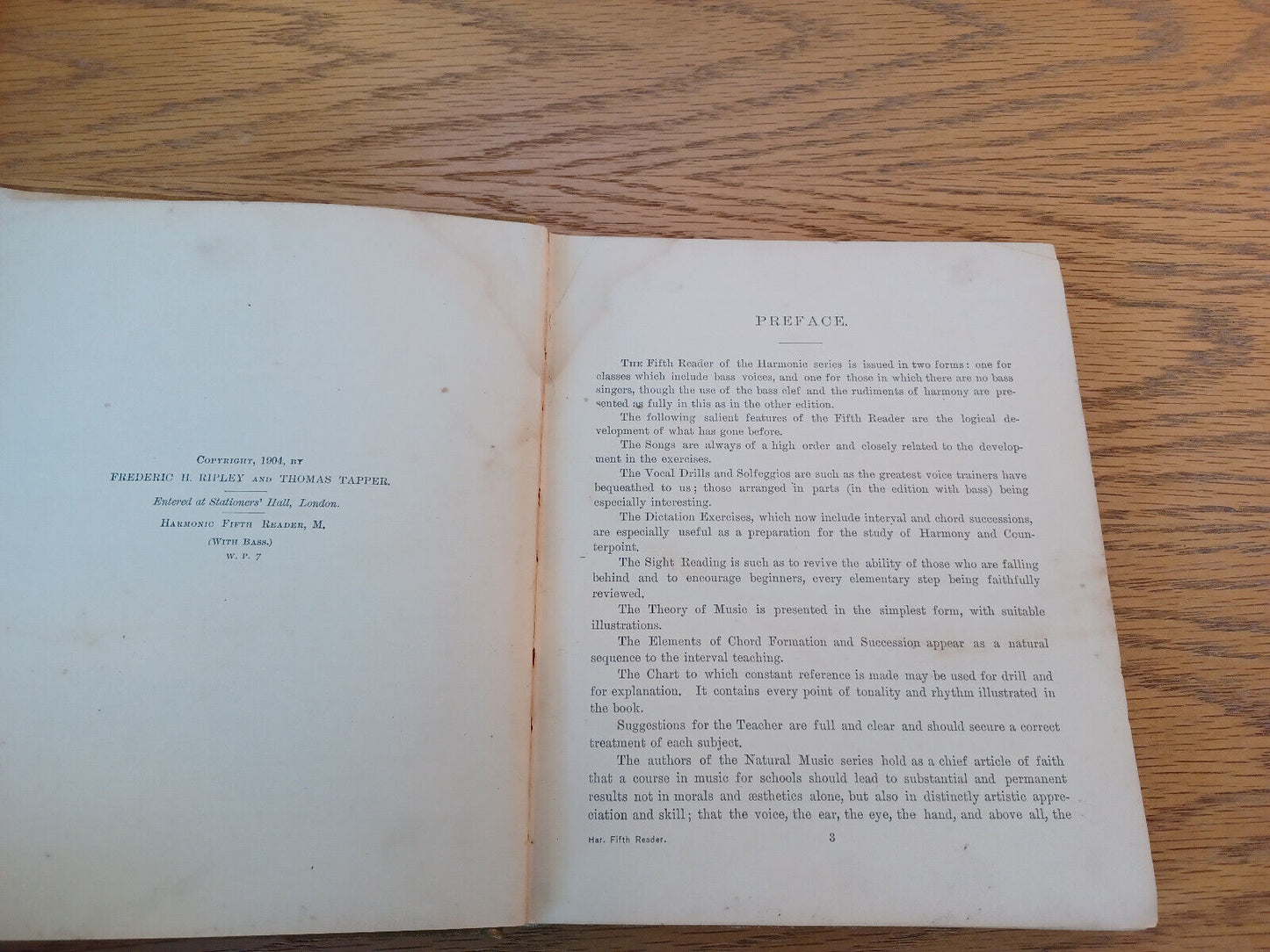 Harmonic Fifth Reader Frederic H Ripley 1904 Thomas Tapper Hardcover American Bo