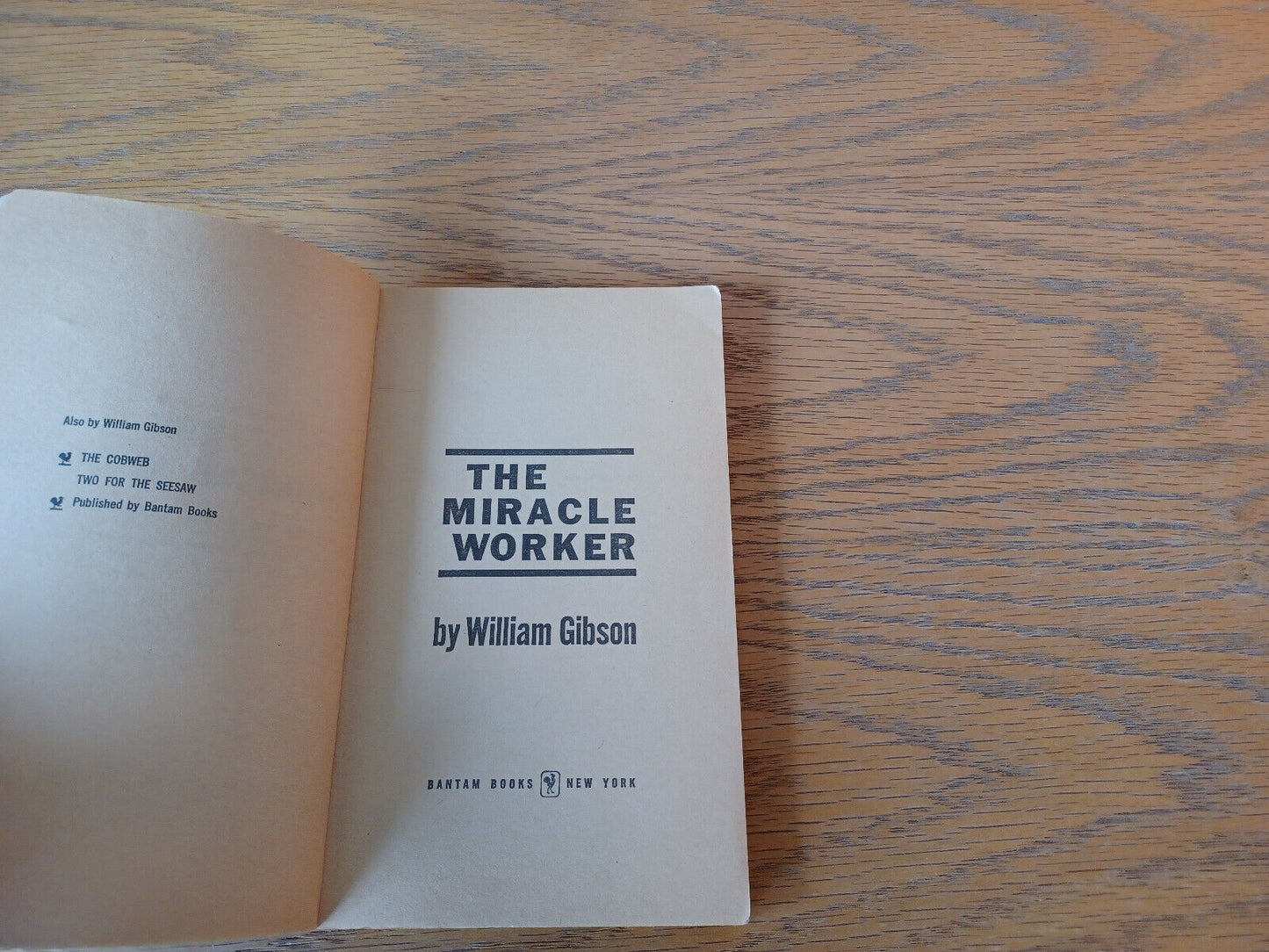 The Miracle Worker William Gibson 1962 Paperback Bantam Books