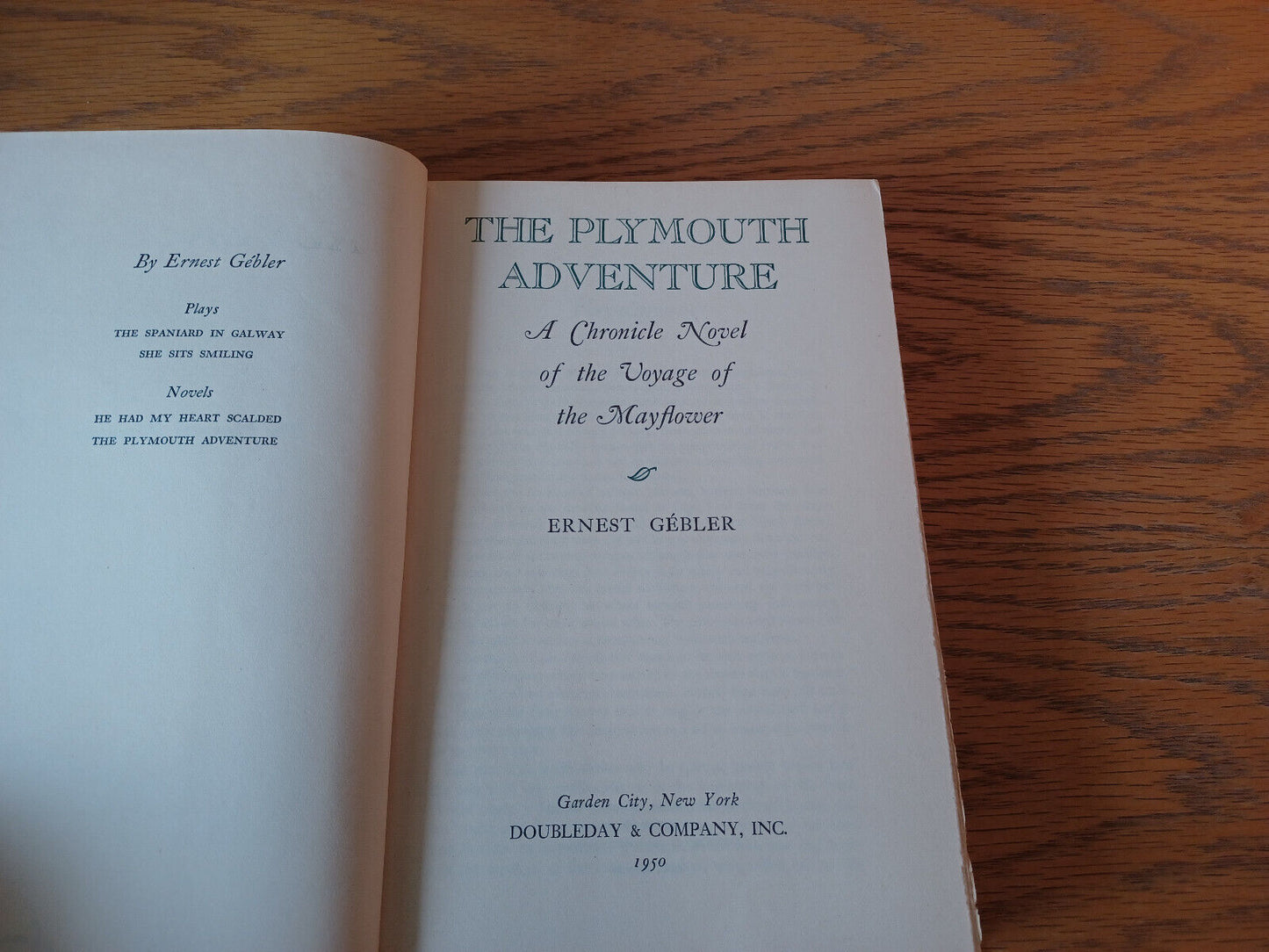 The Plymouth Adventure Ernest Gebler 1950 1st Ed Hardcover Doubleday Dust Jacket