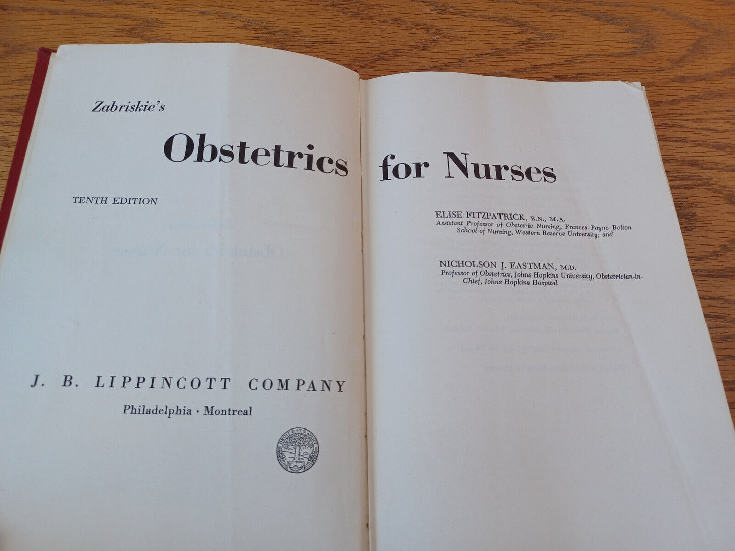 Zabriskie's Obstetrics For Nurses Elise Fitzpatrick 1960 Nicholson J Eastman J.B