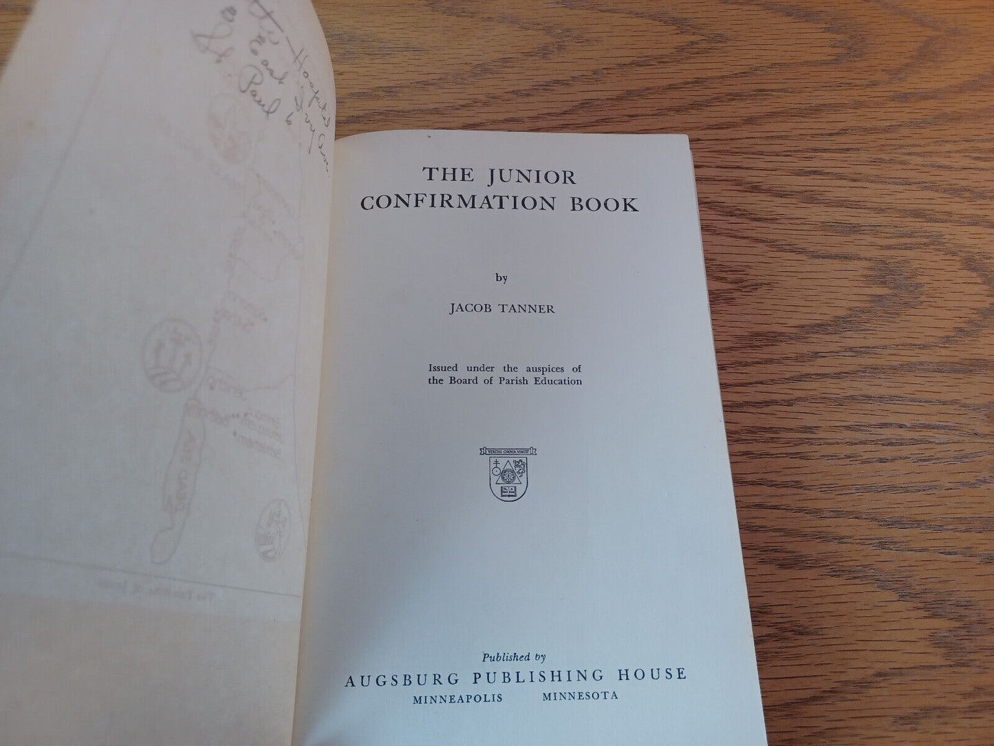 The Junior Confirmation Book Jacob Tanner 1950 Hardcover Augsburg