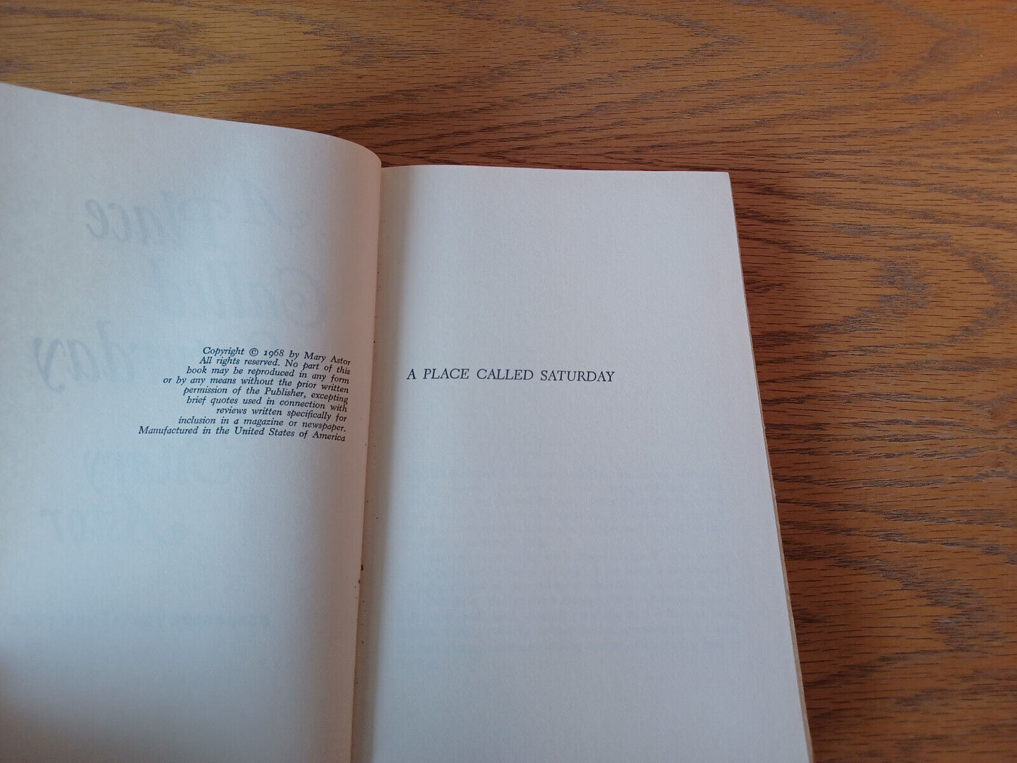 A Place Called Saturday Mary Astor 1968 Hardcover Delacorte Press