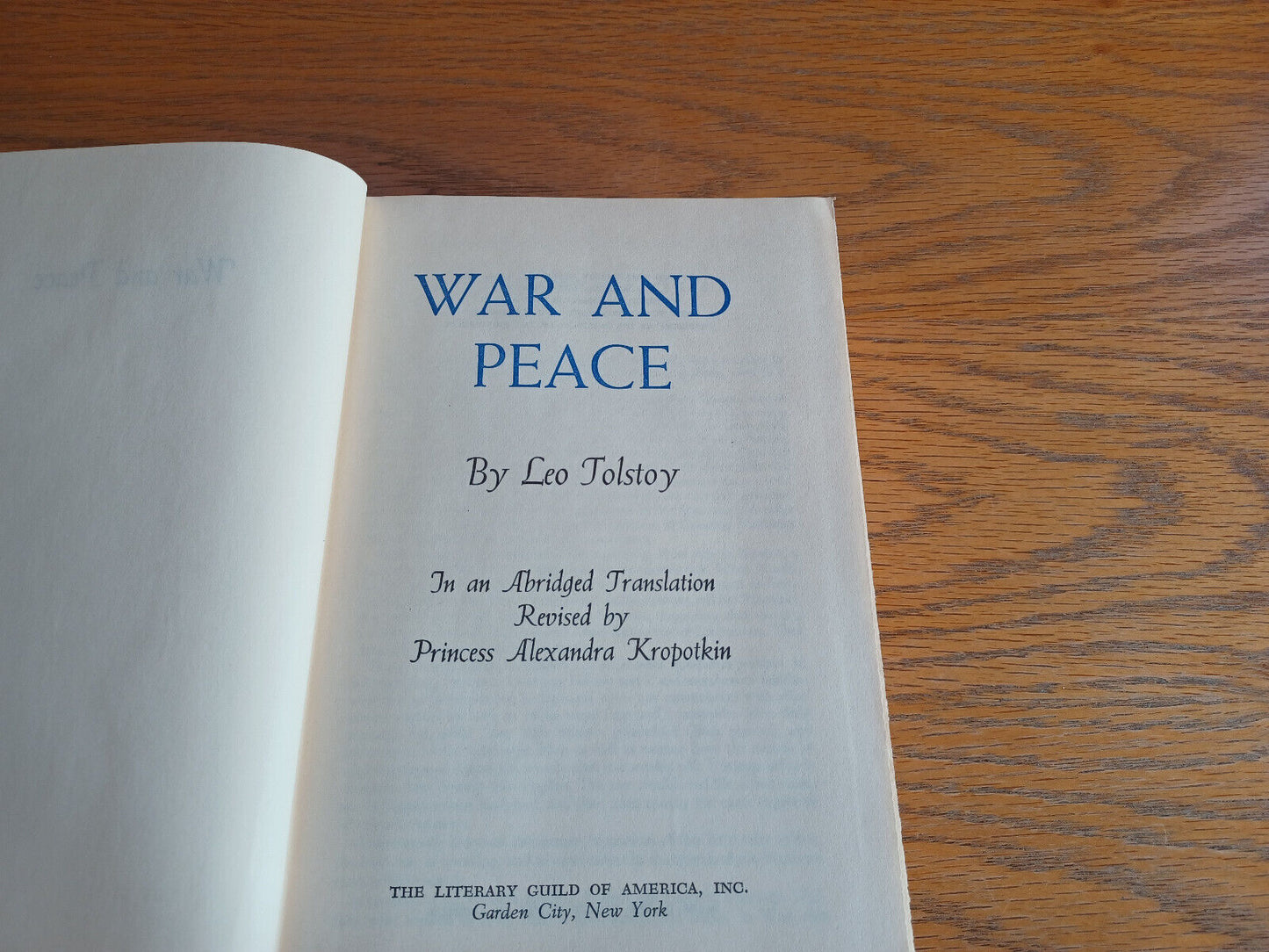 War and Peace Leo Tolstoy 1949 Abridged Translation Alexandra Kropotkin Garden C